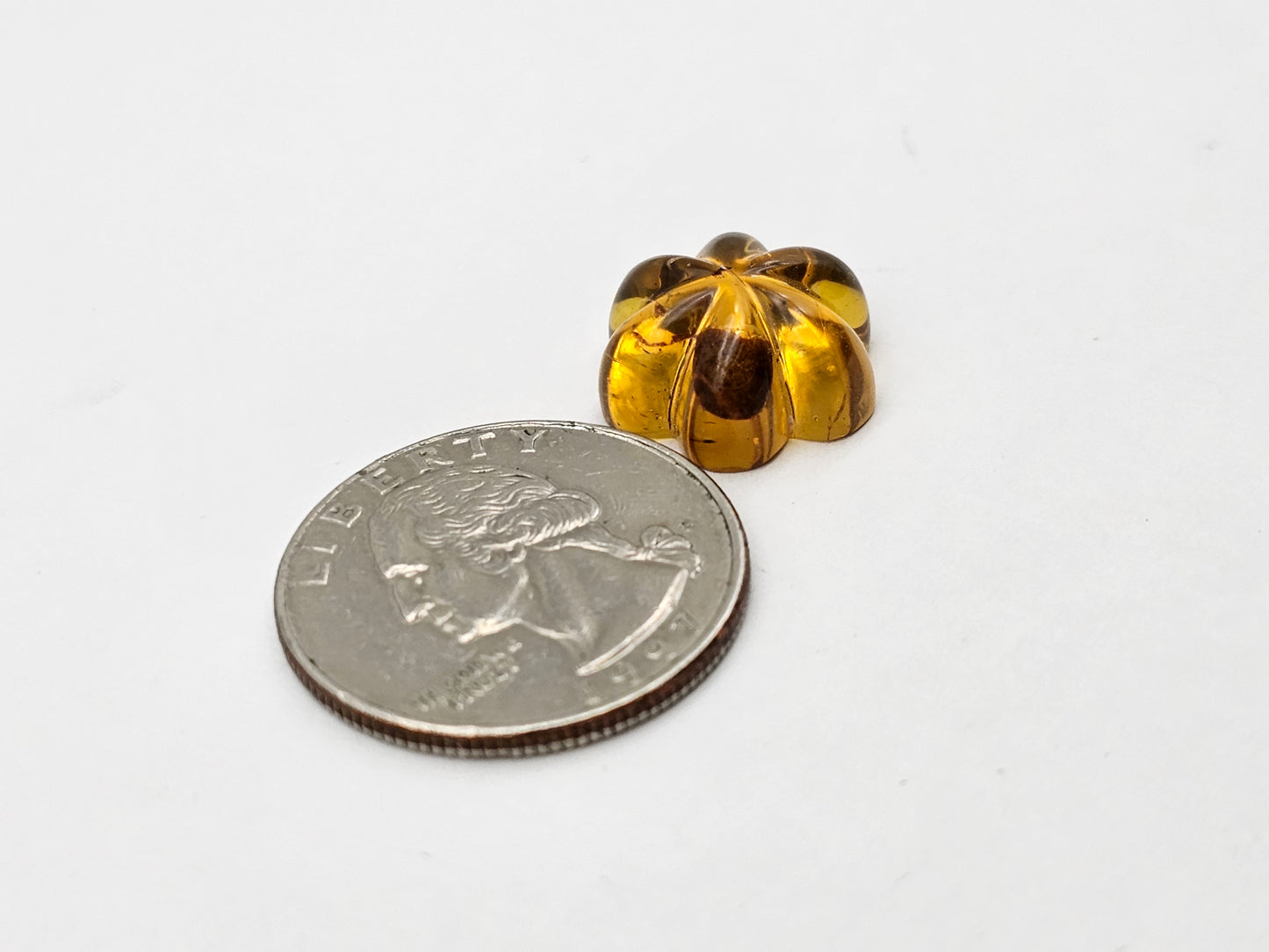 Amber authentic flower cabochon large