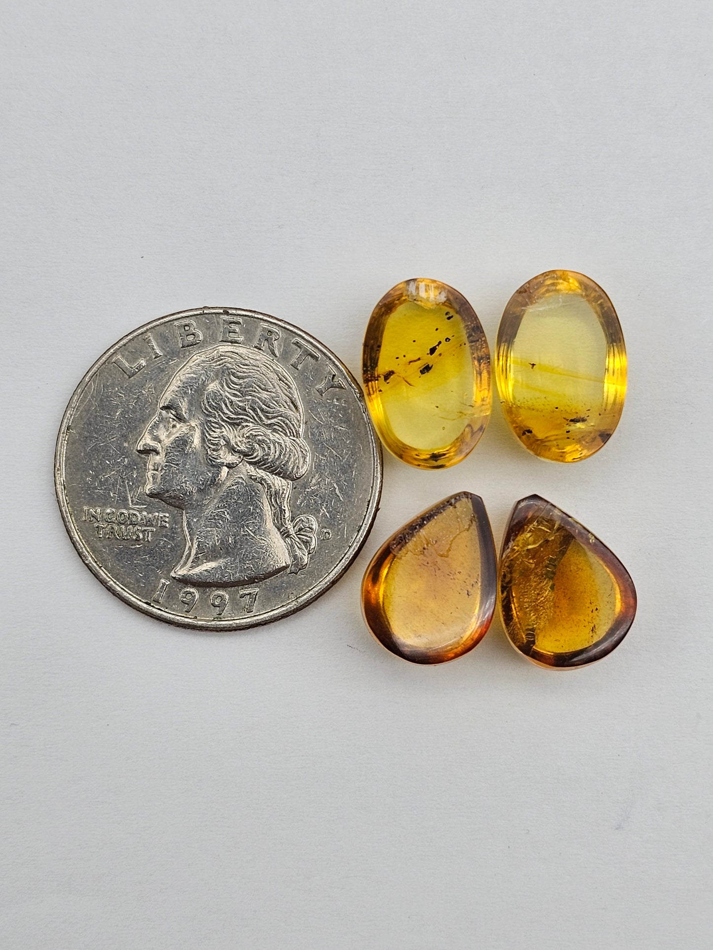 Amber authentic cabochon pair lot