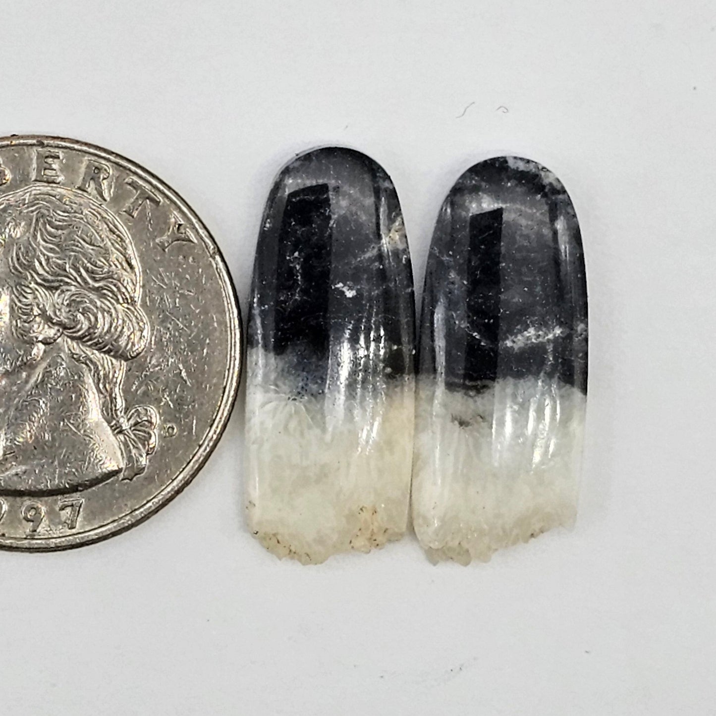 Yin Yang Agate Cabochon Pair
