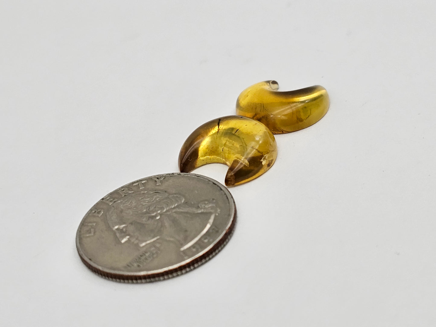 Amber authentic moon cabochon pair large