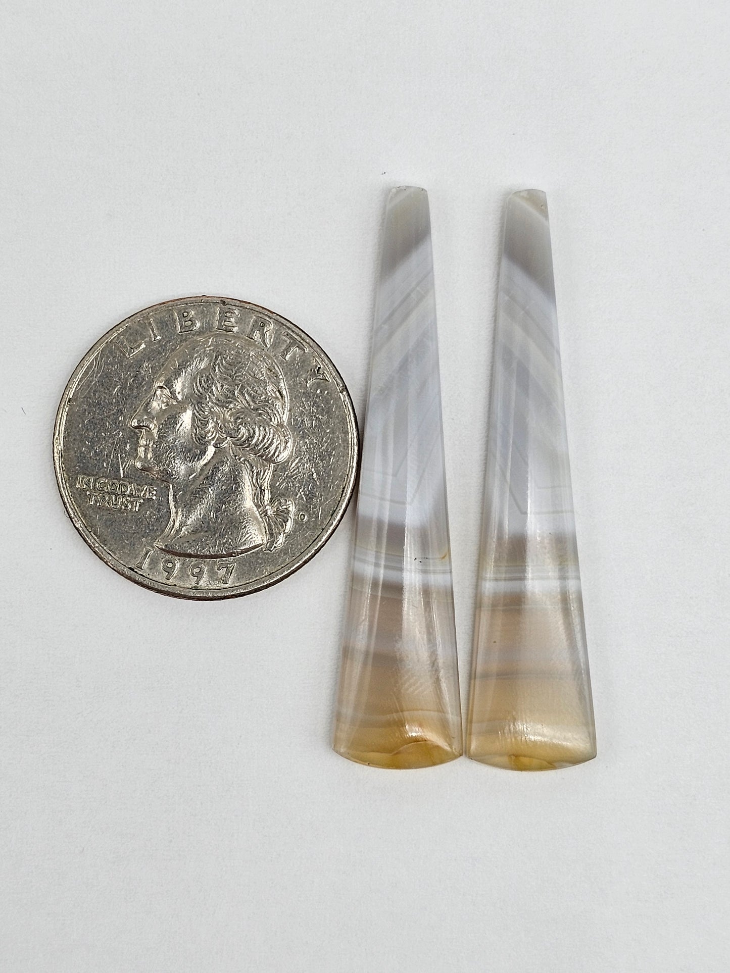 Grey Agate Cabochon Pair