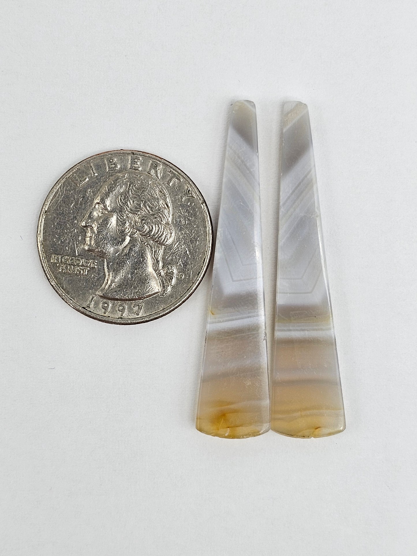 Grey Agate Cabochon Pair