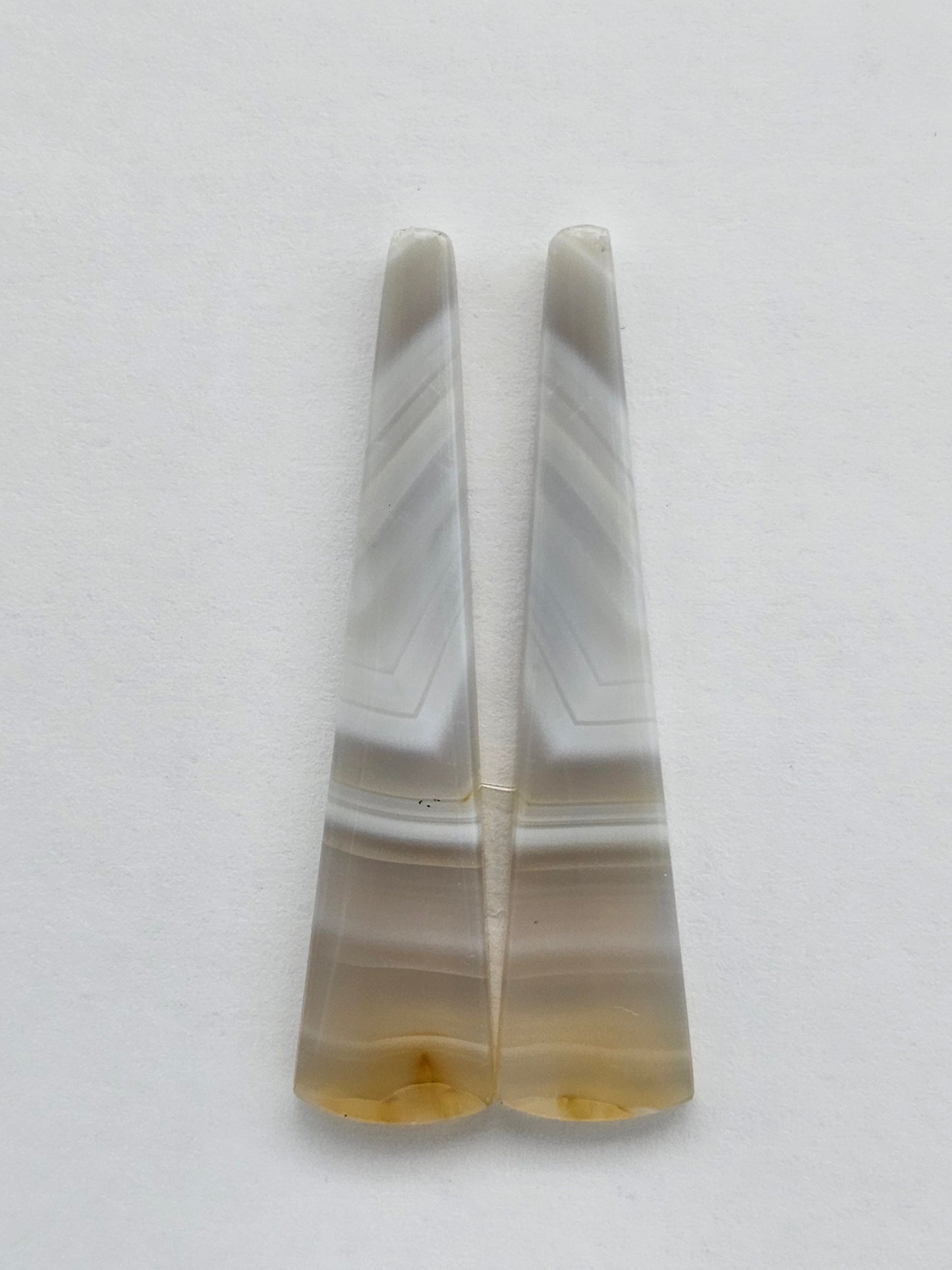 Grey Agate Cabochon Pair