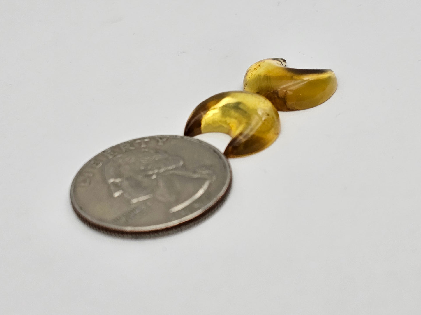 Amber authentic moon cabochon pair large