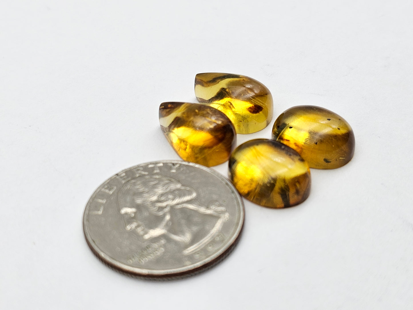 Amber authentic cabochon pair lot