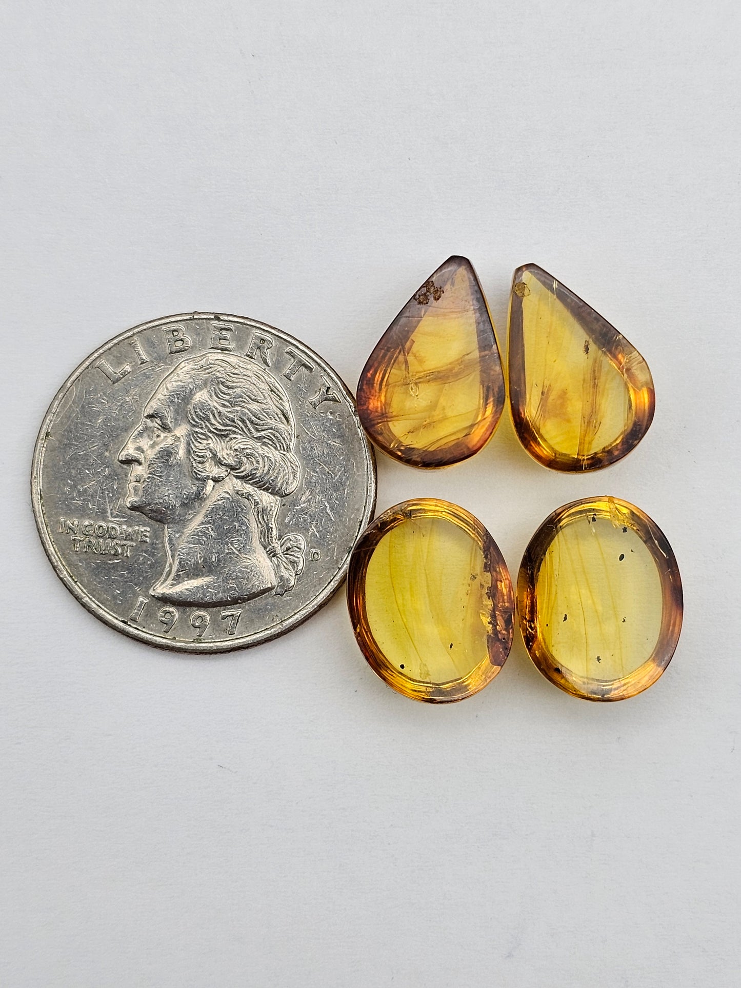 Amber authentic cabochon pair lot
