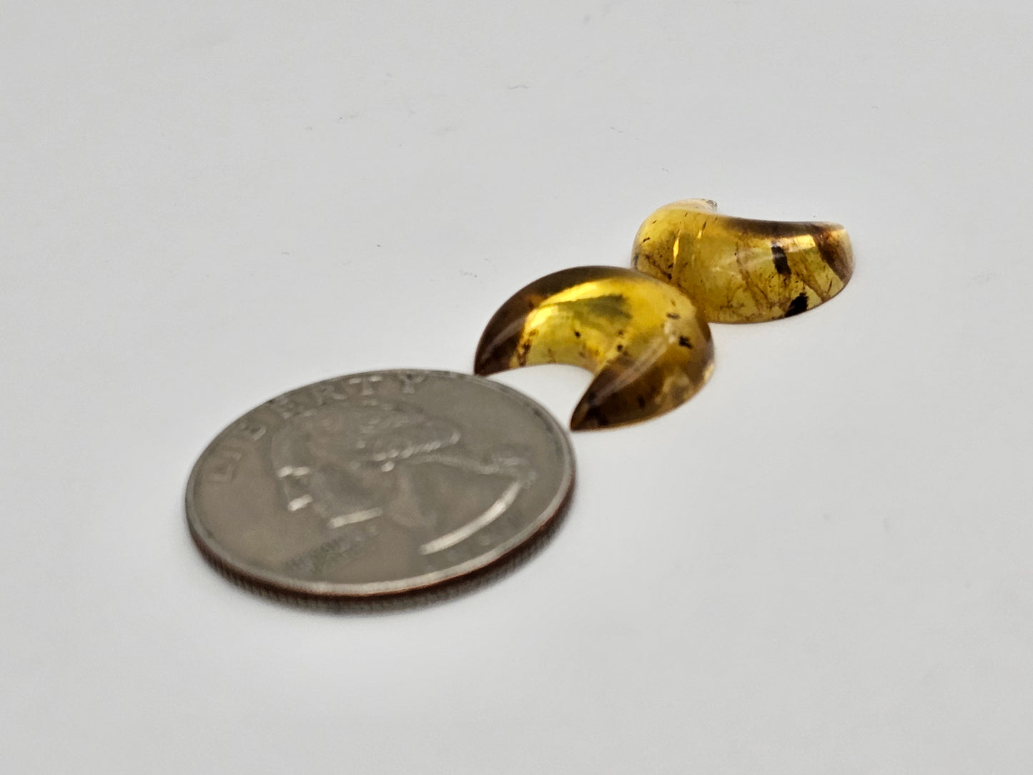 Amber authentic moon cabochon pair large