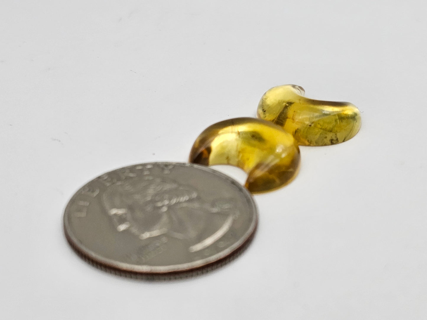 Amber authentic moon cabochon pair large