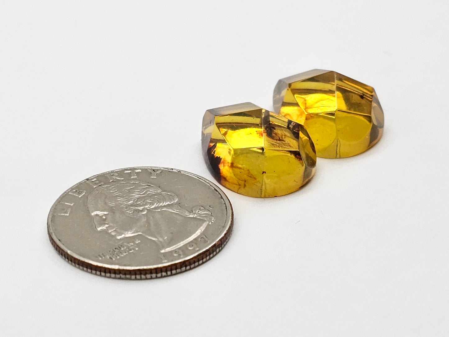 Amber faceted teardrop pair