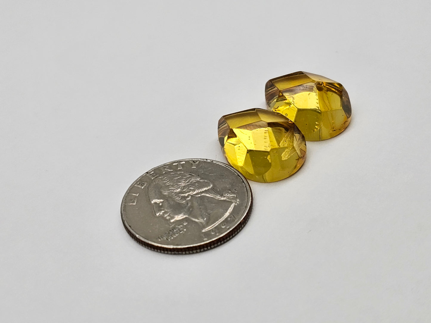 Amber faceted teardrop pair