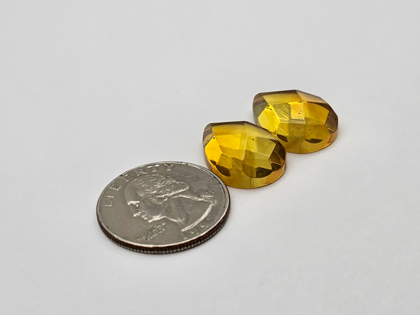Amber faceted teardrop pair