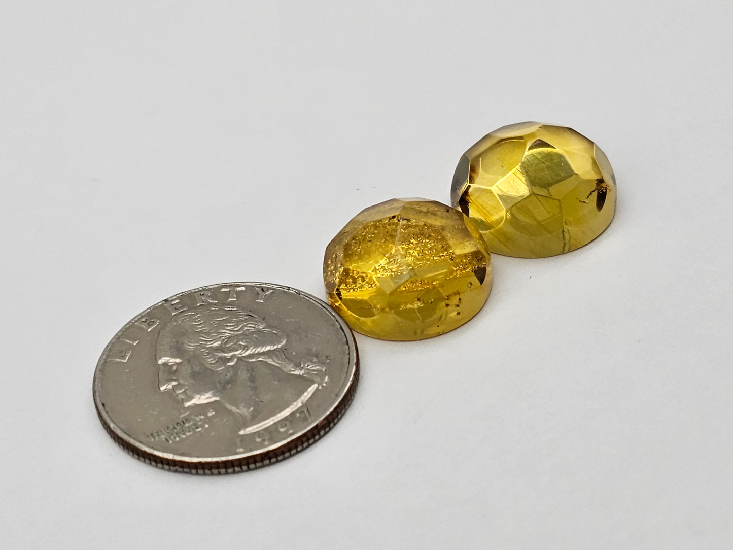 Amber authentic cabochon pair large