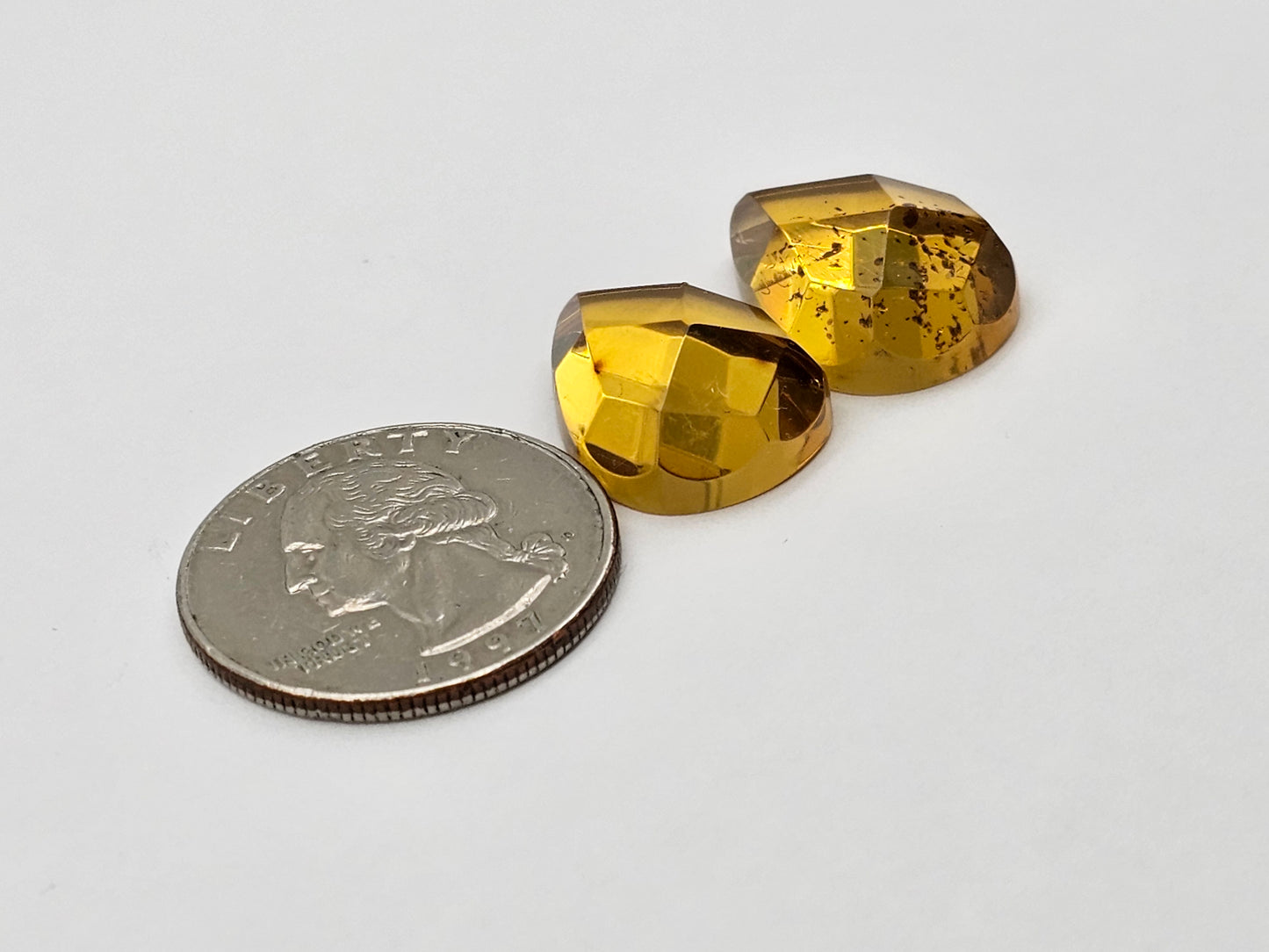 Amber faceted teardrop pair