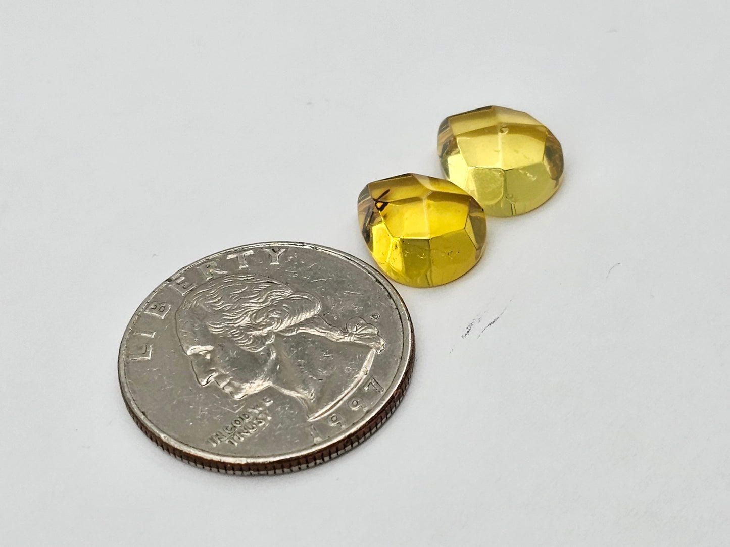 Amber faceted teardrop pair
