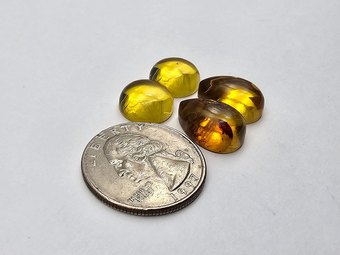 Amber authentic cabochon pair lot