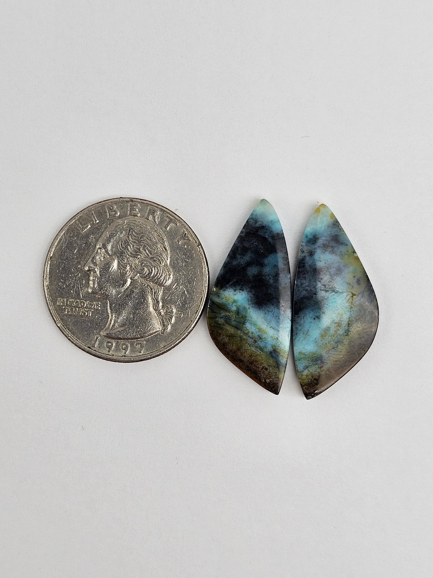 Chrysocolla Cabochon Pair