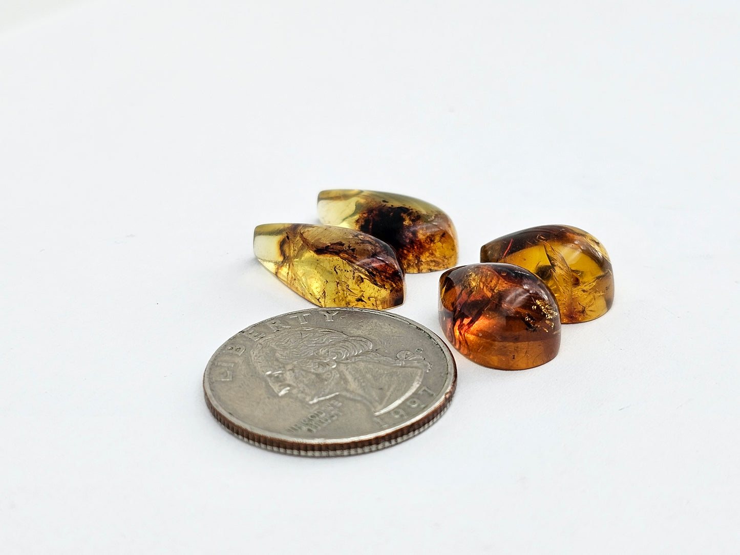 Amber authentic cabochon pair lot
