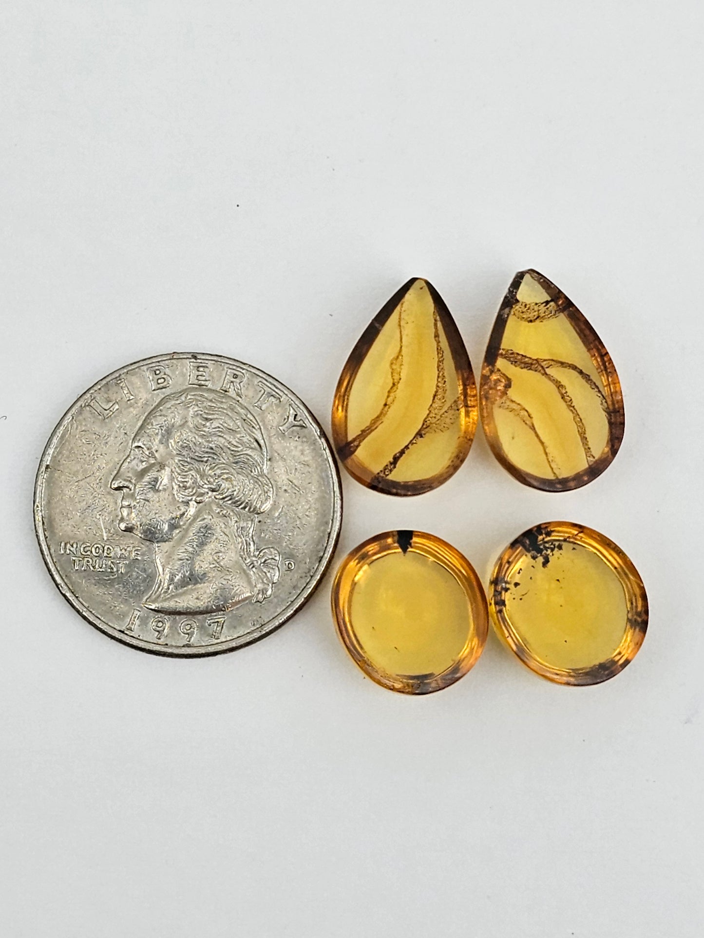 Amber authentic cabochon pair lot