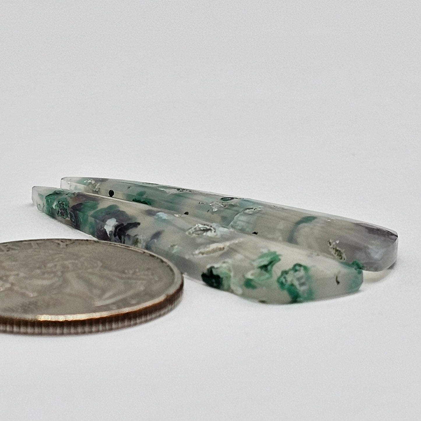 Sugar Water Flower Agate Cabochon Pair