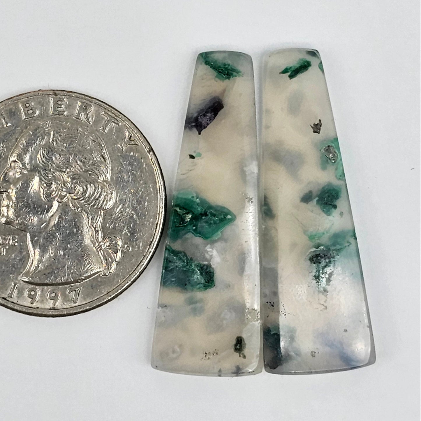 Sugar Water Flower Agate Cabochon Pair