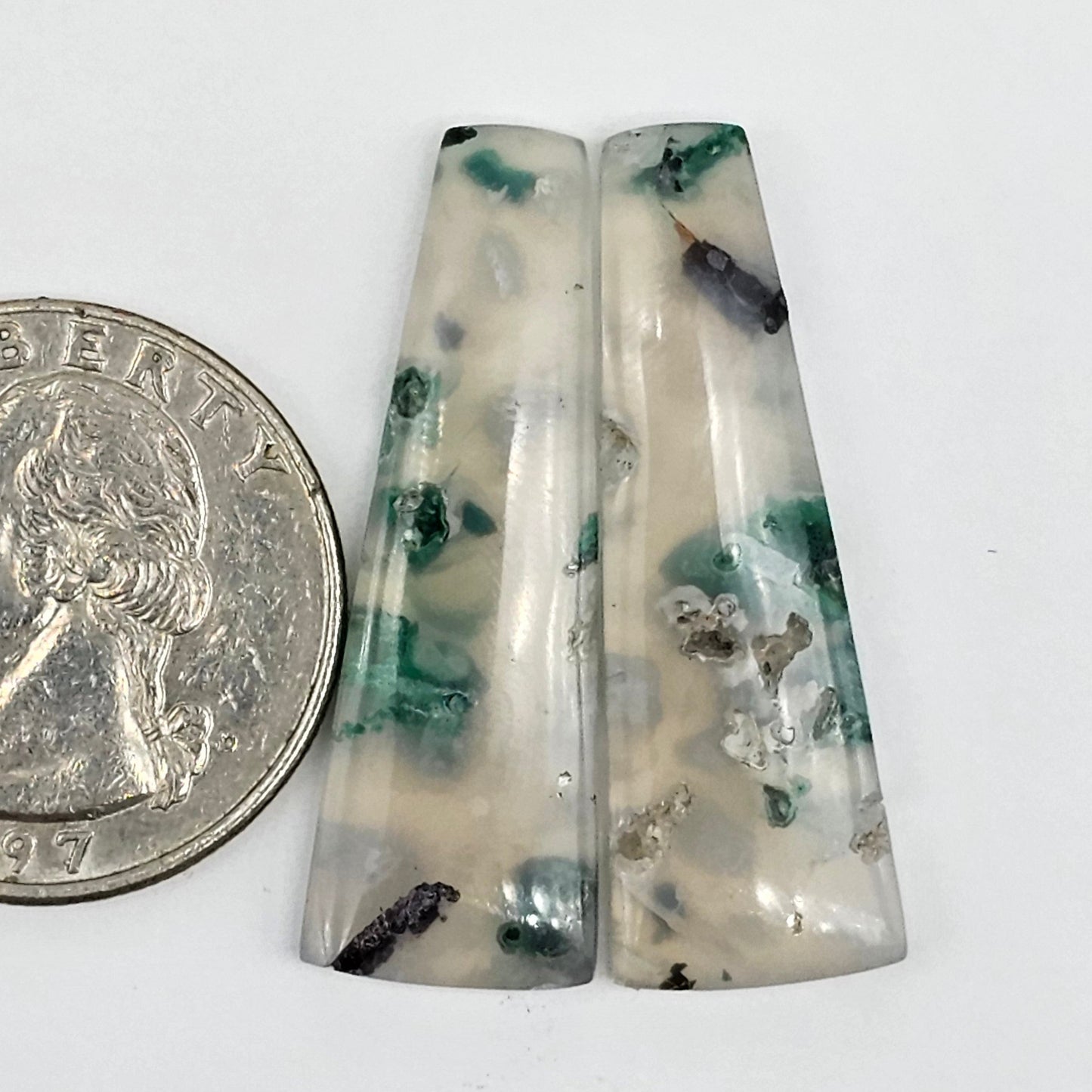 Sugar Water Flower Agate Cabochon Pair