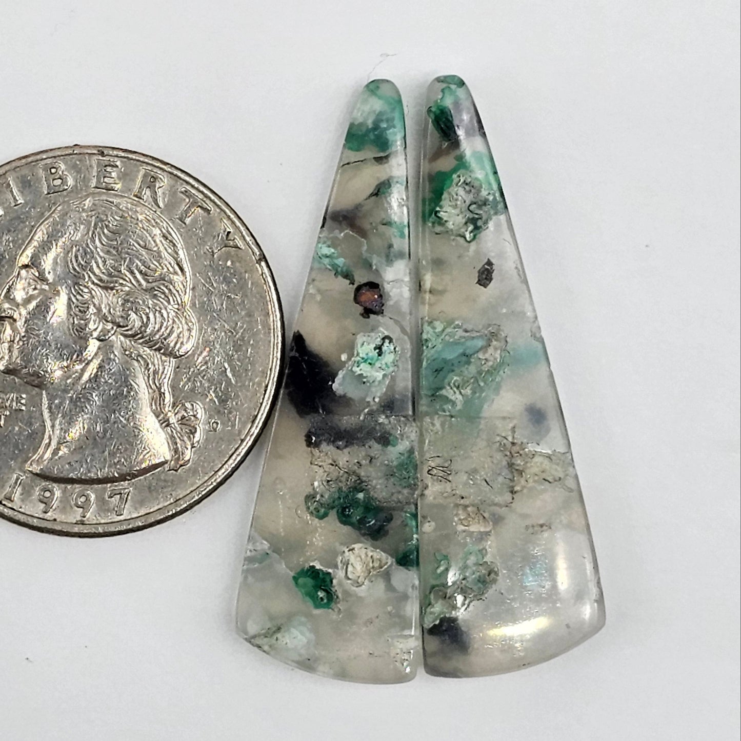 Sugar Water Flower Agate Cabochon Pair