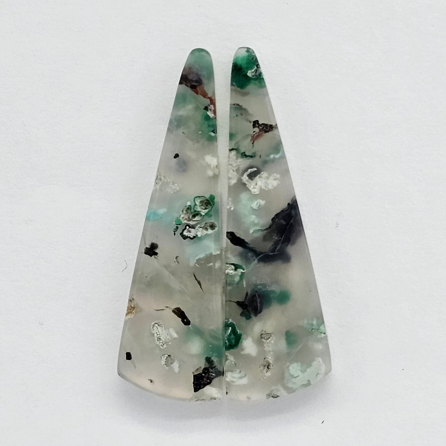 Sugar Water Flower Agate Cabochon Pair