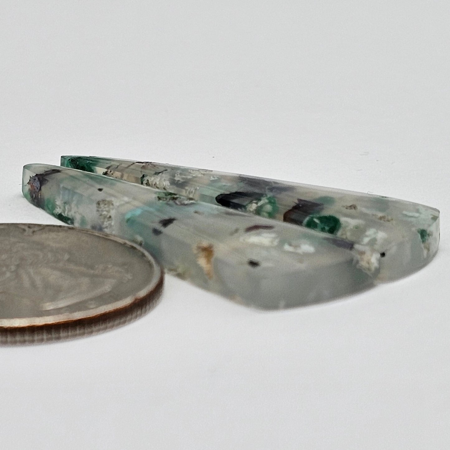 Sugar Water Flower Agate Cabochon Pair