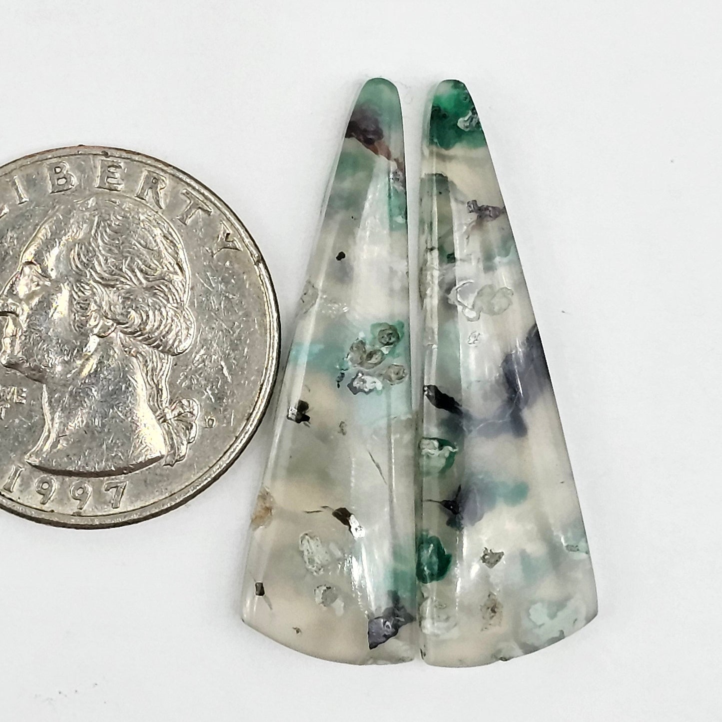 Sugar Water Flower Agate Cabochon Pair