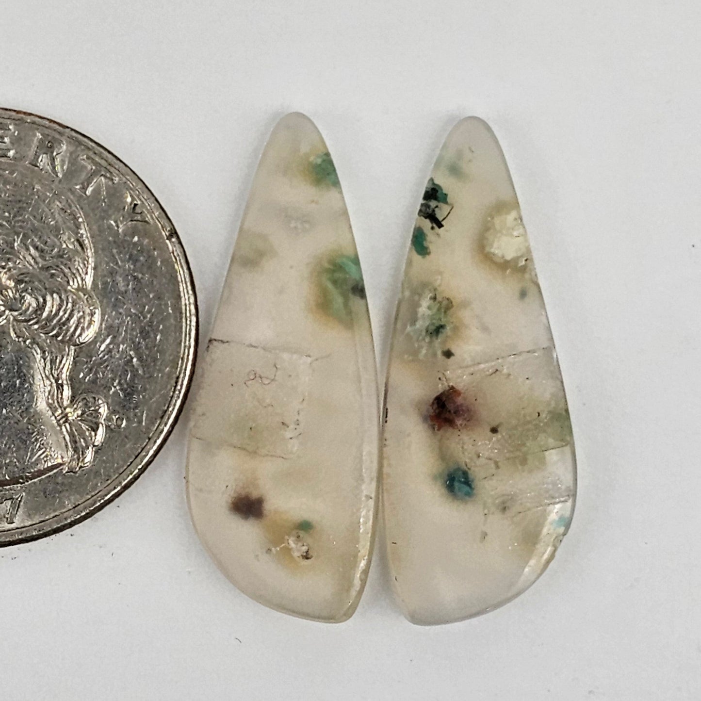 Sugar Water Flower Agate Cabochon Pair