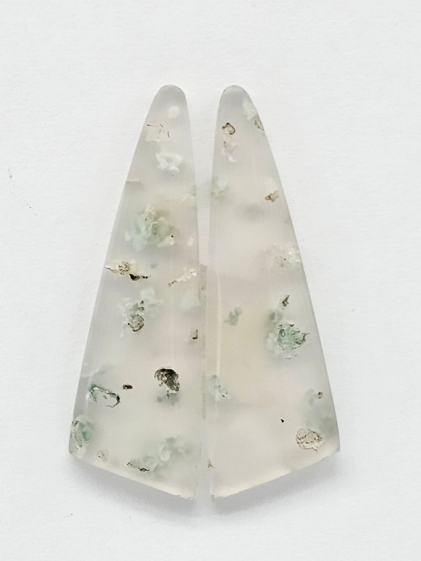 Sugar Water Flower Agate Cabochon Pair