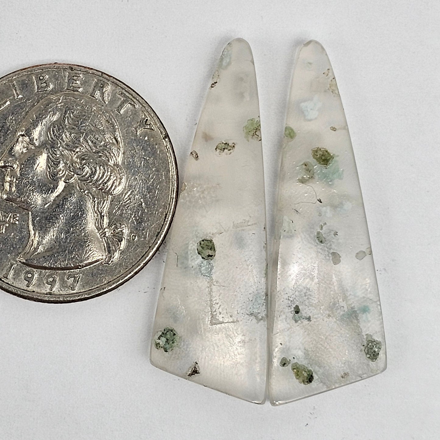 Sugar Water Flower Agate Cabochon Pair