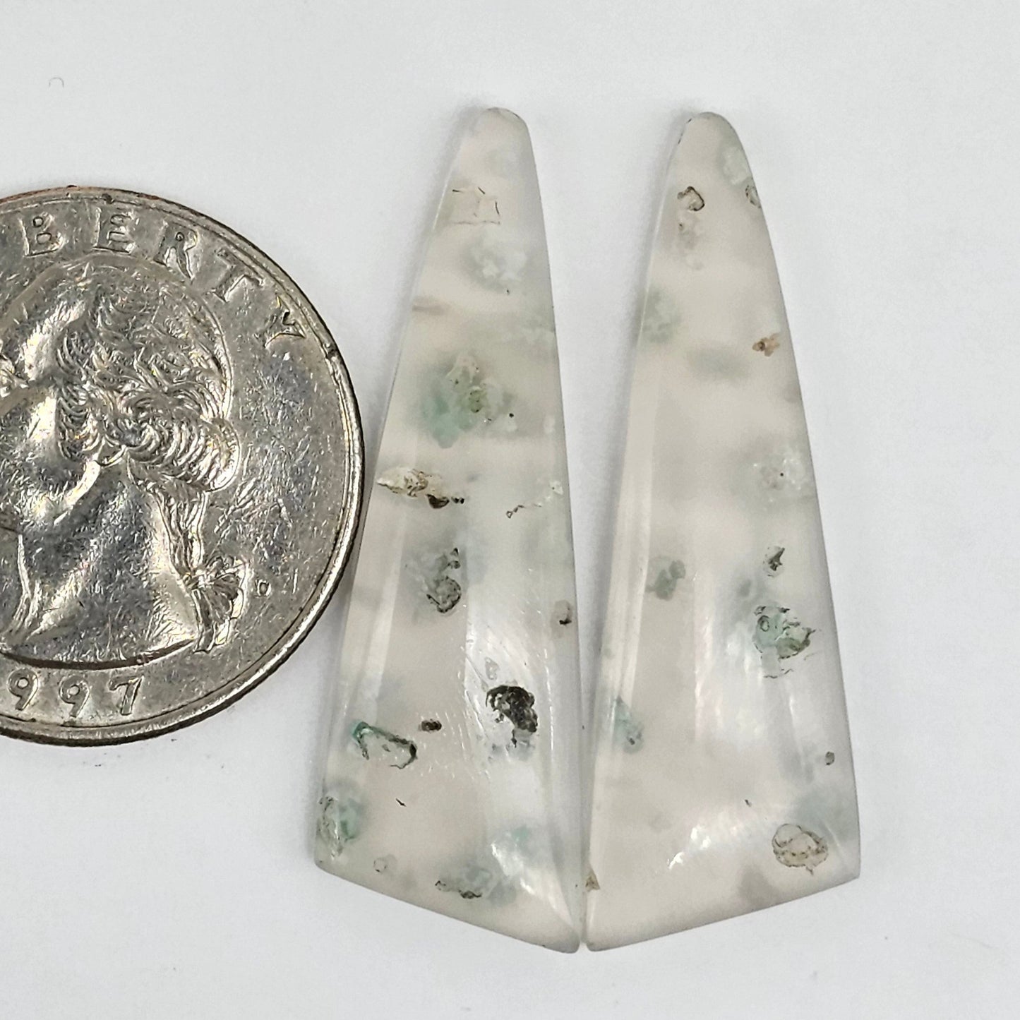 Sugar Water Flower Agate Cabochon Pair