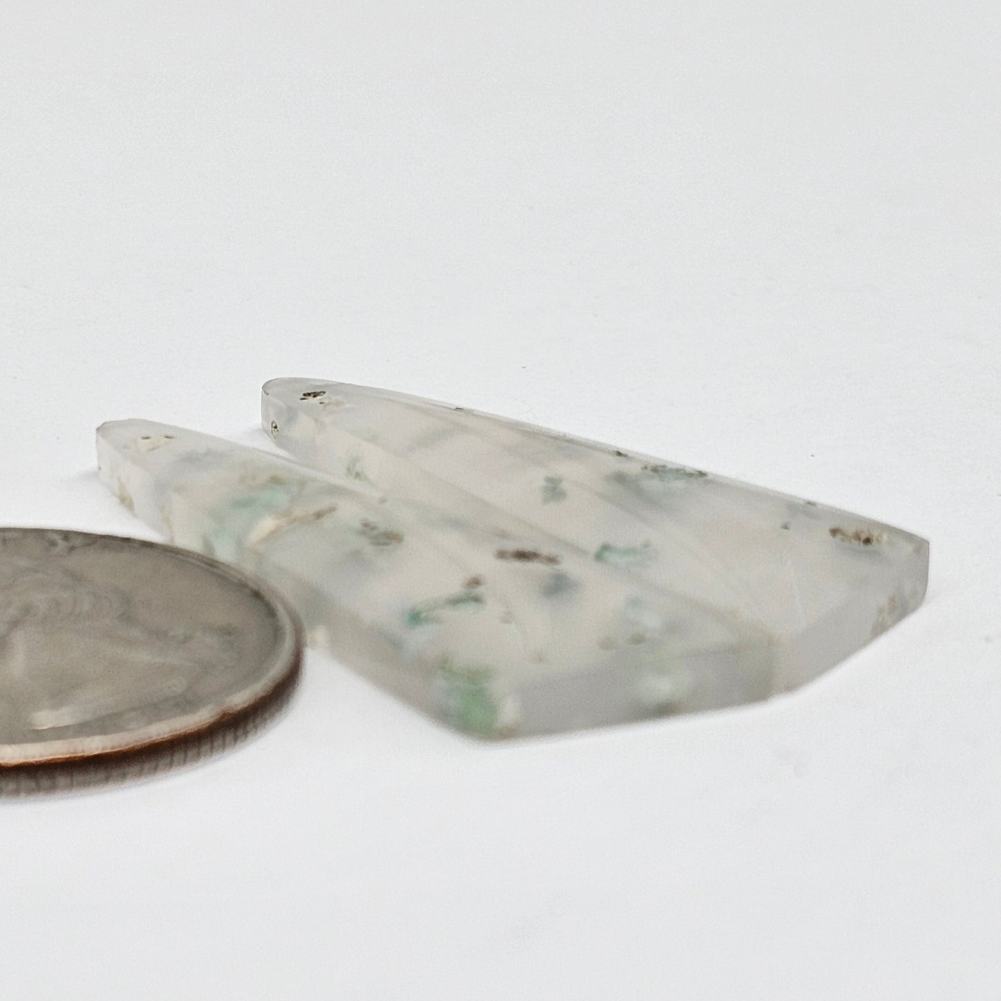 Sugar Water Flower Agate Cabochon Pair