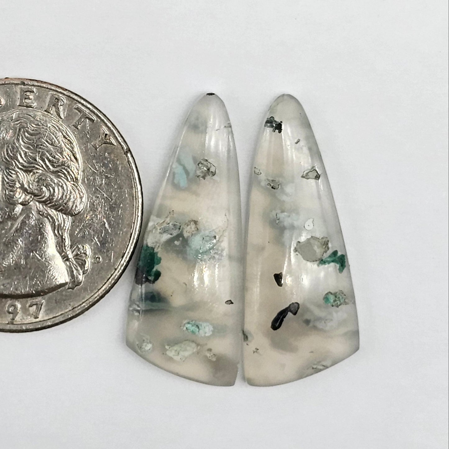 Sugar Water Flower Agate Cabochon Pair