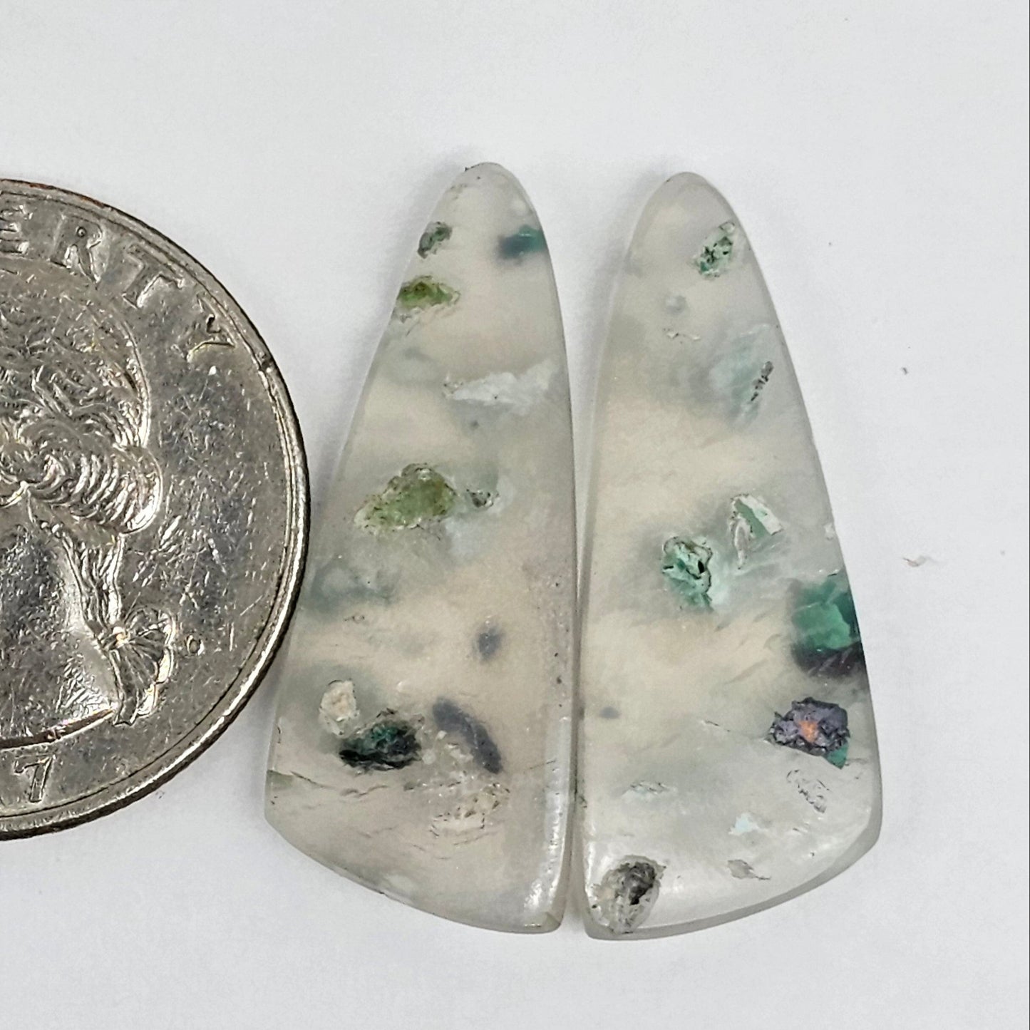 Sugar Water Flower Agate Cabochon Pair