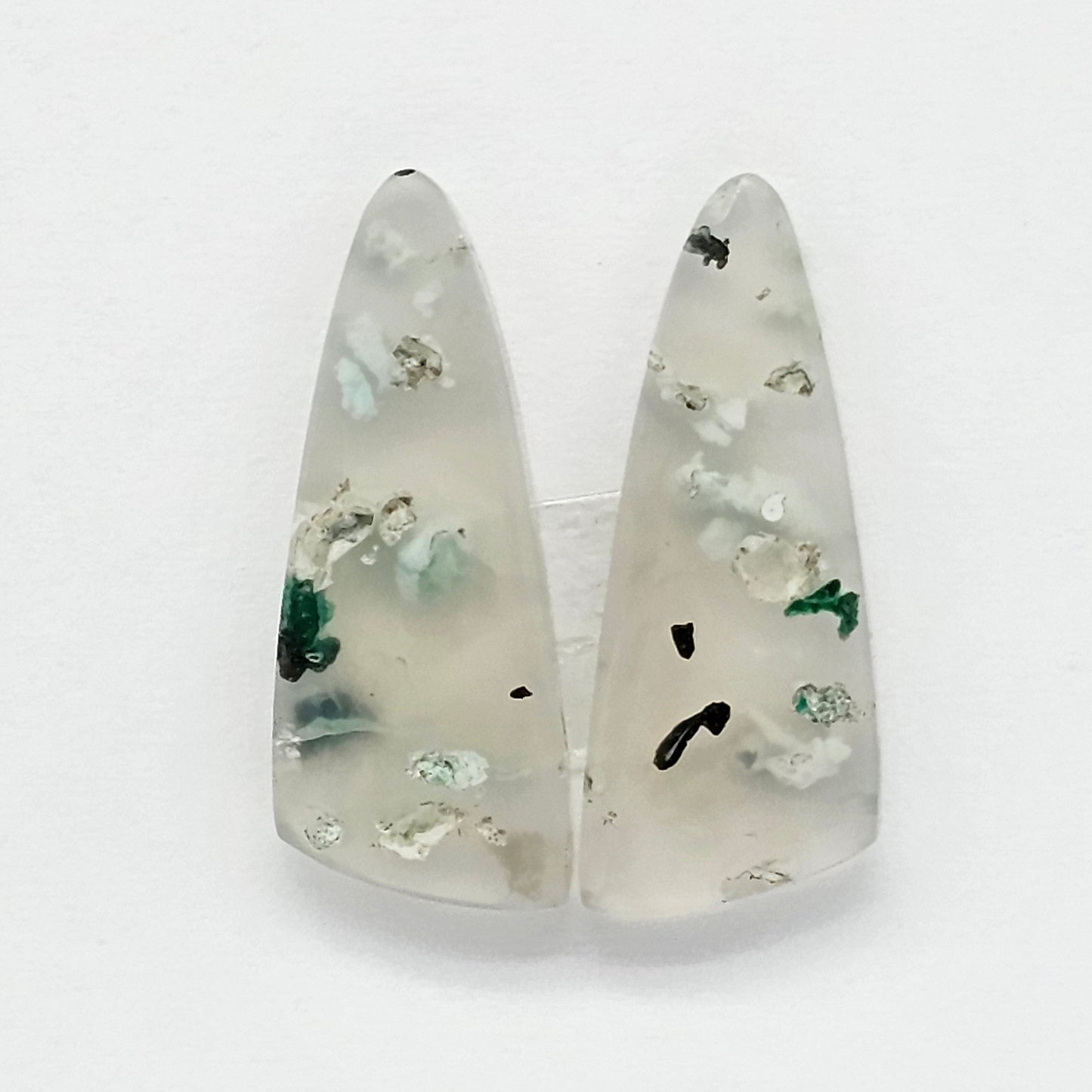Sugar Water Flower Agate Cabochon Pair