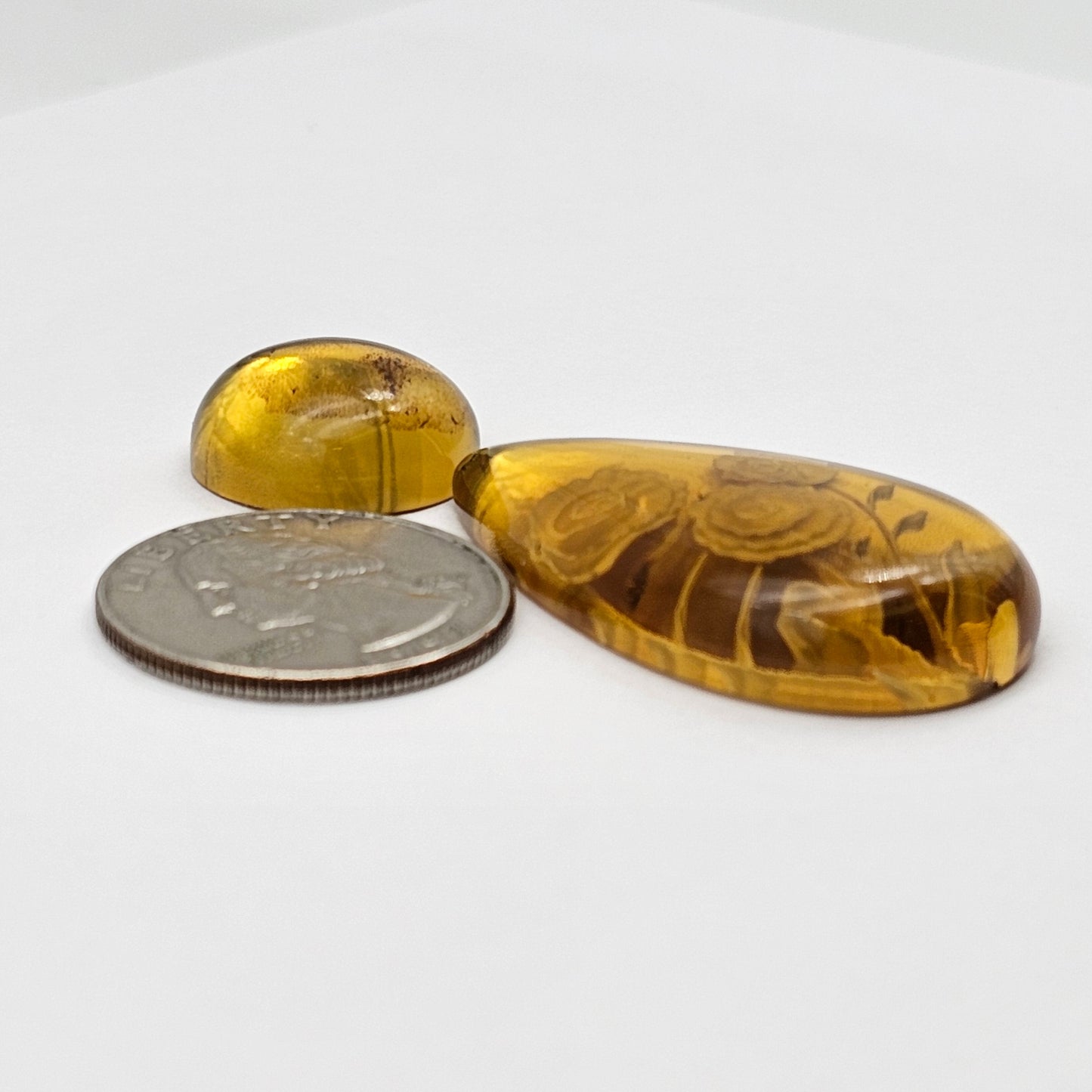 Amber authentic intaglio cabochon