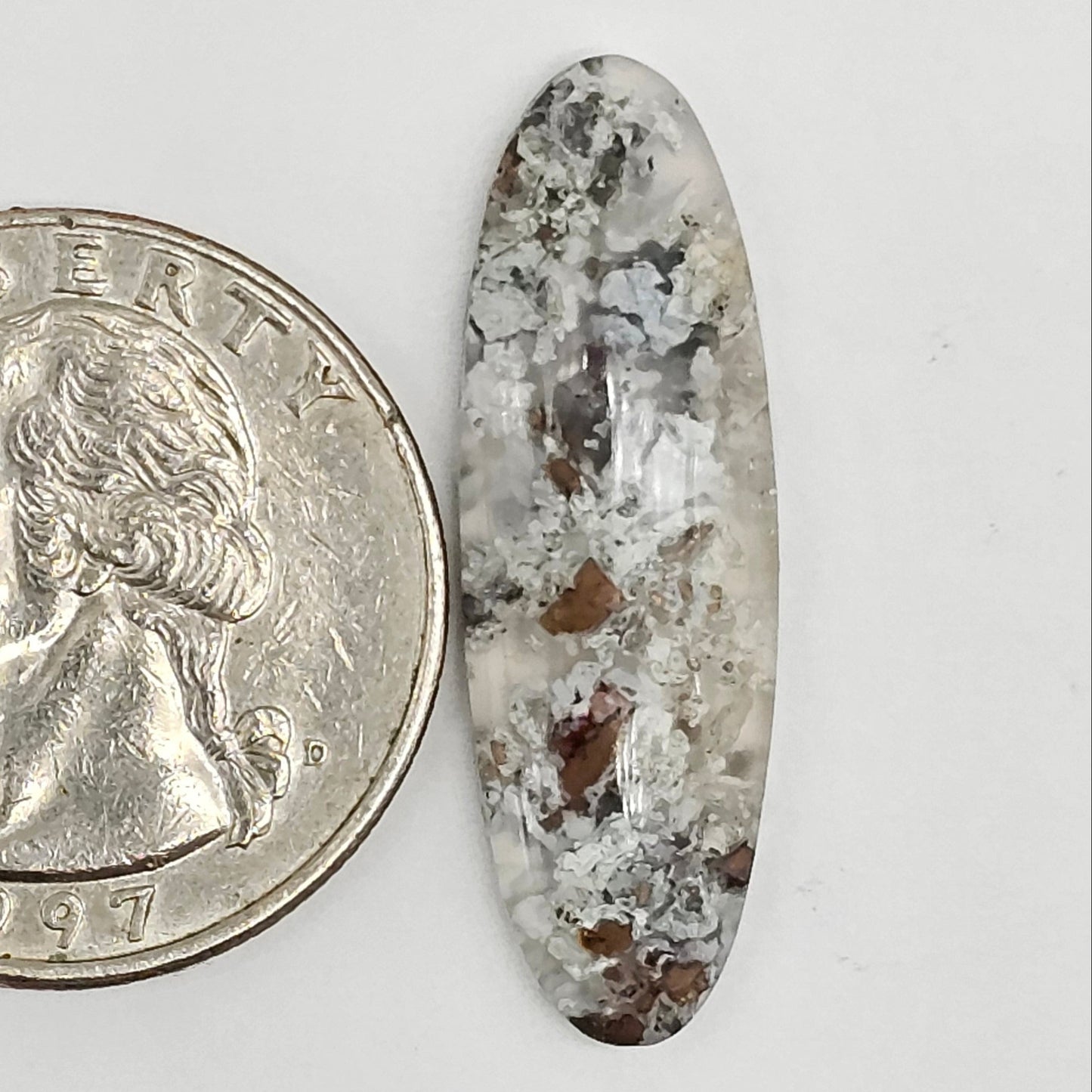 Chalcedony with Native Copper Agate Cabochon