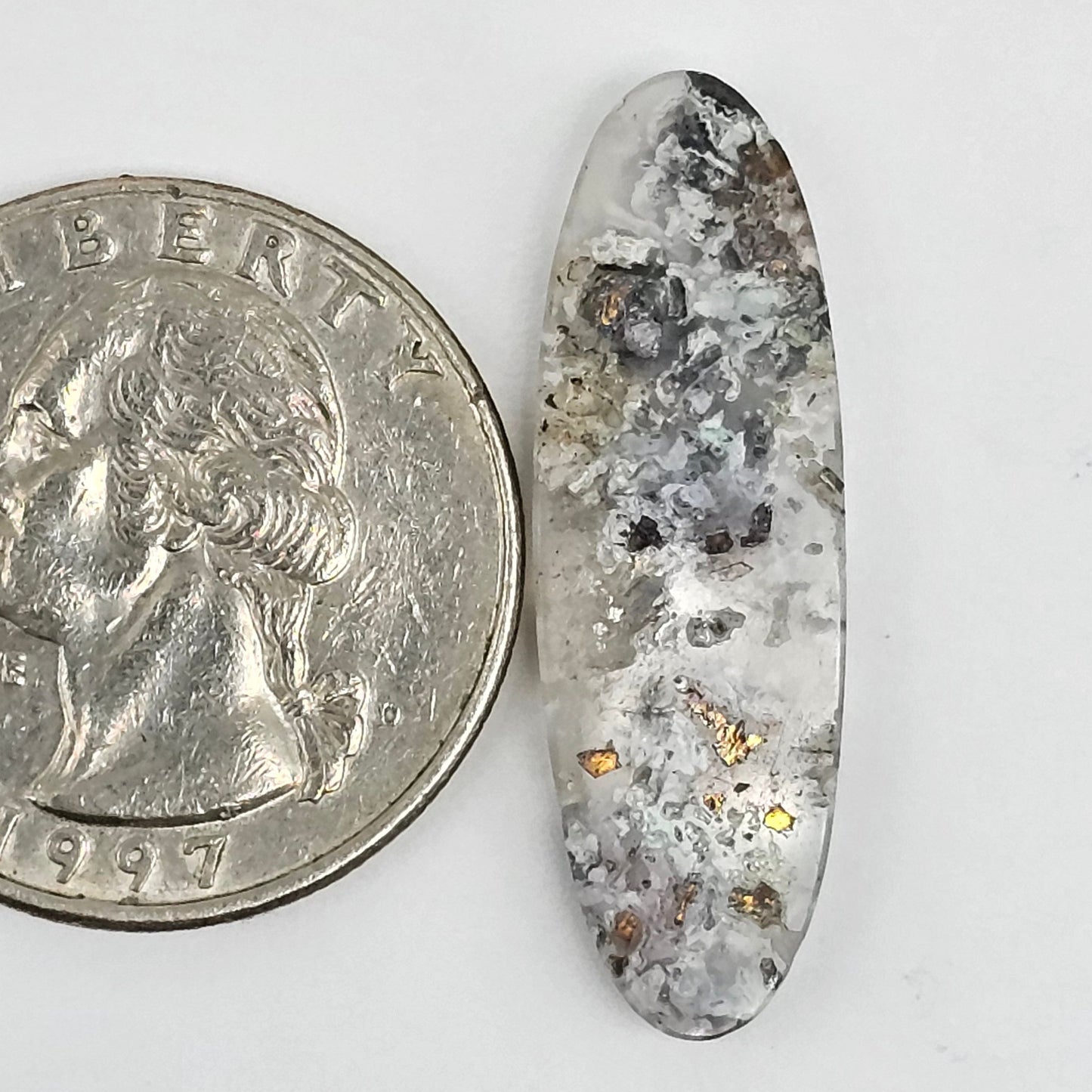 Chalcedony with Native Copper Agate Cabochon