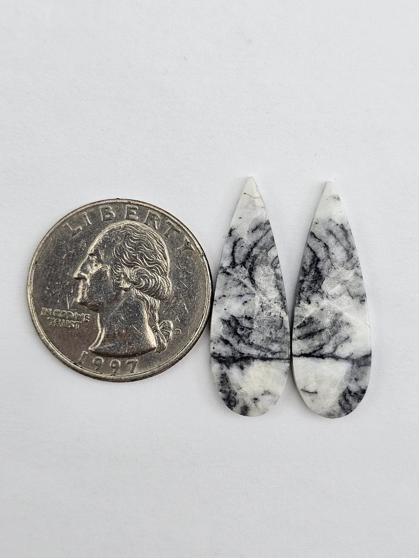 Snow Agate Cabochon Pair