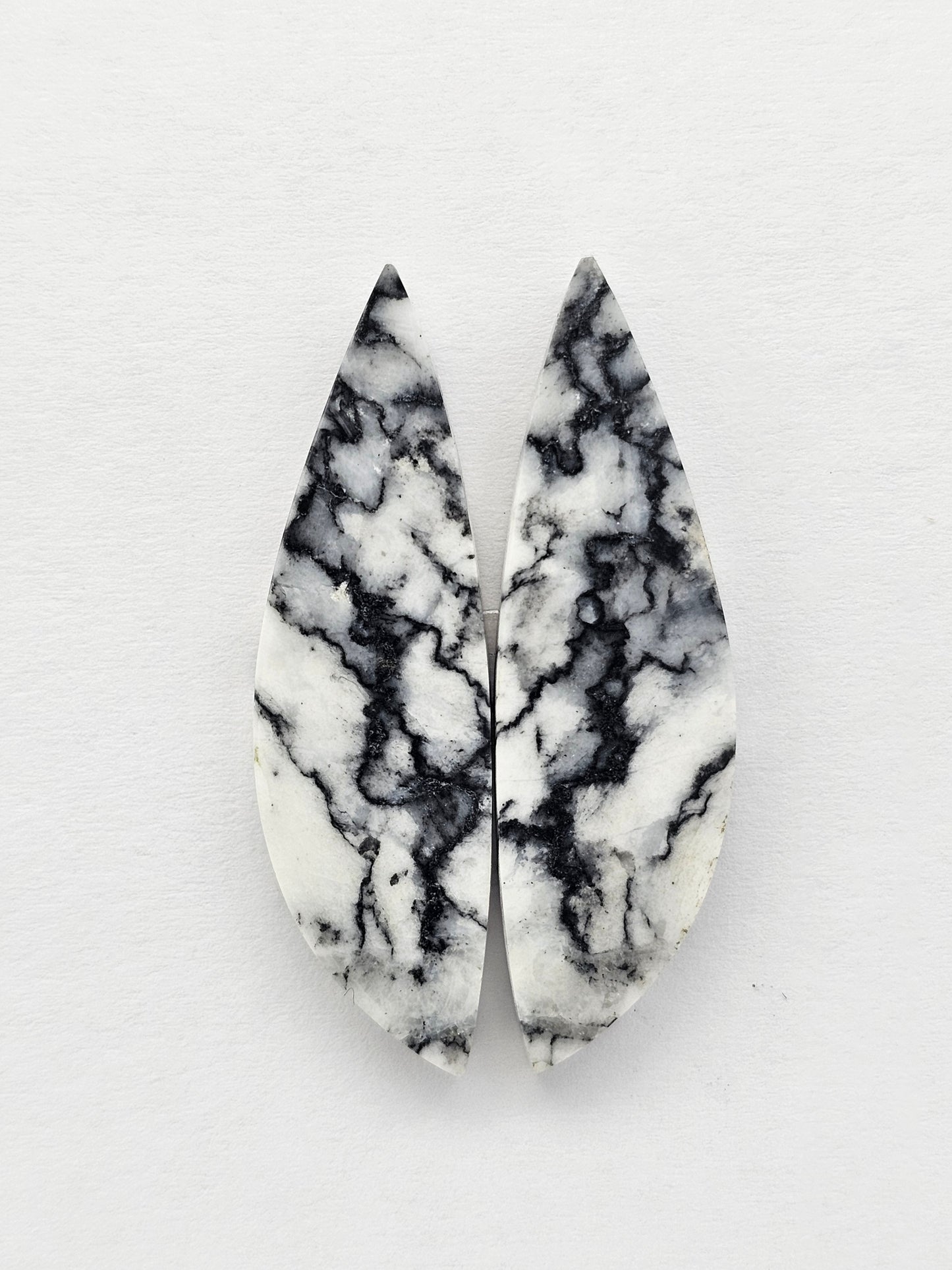 Snow Agate Cabochon Pair