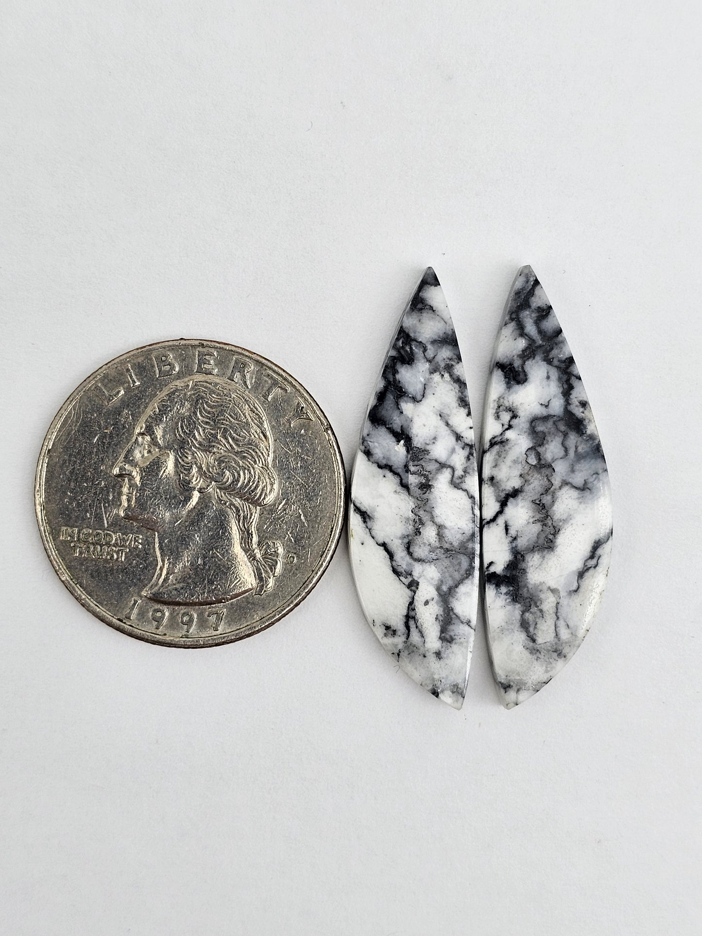 Snow Agate Cabochon Pair