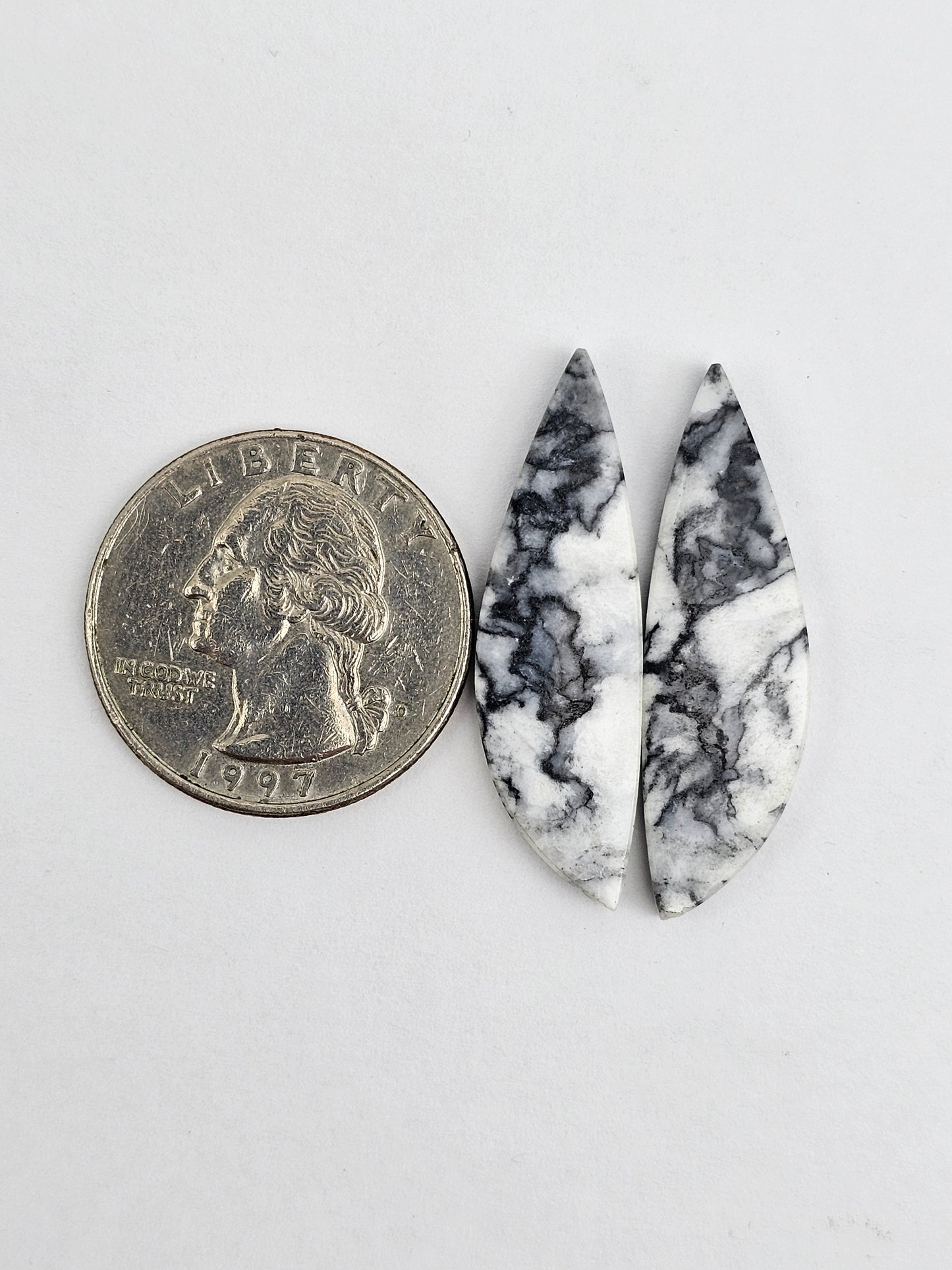 Snow Agate Cabochon Pair