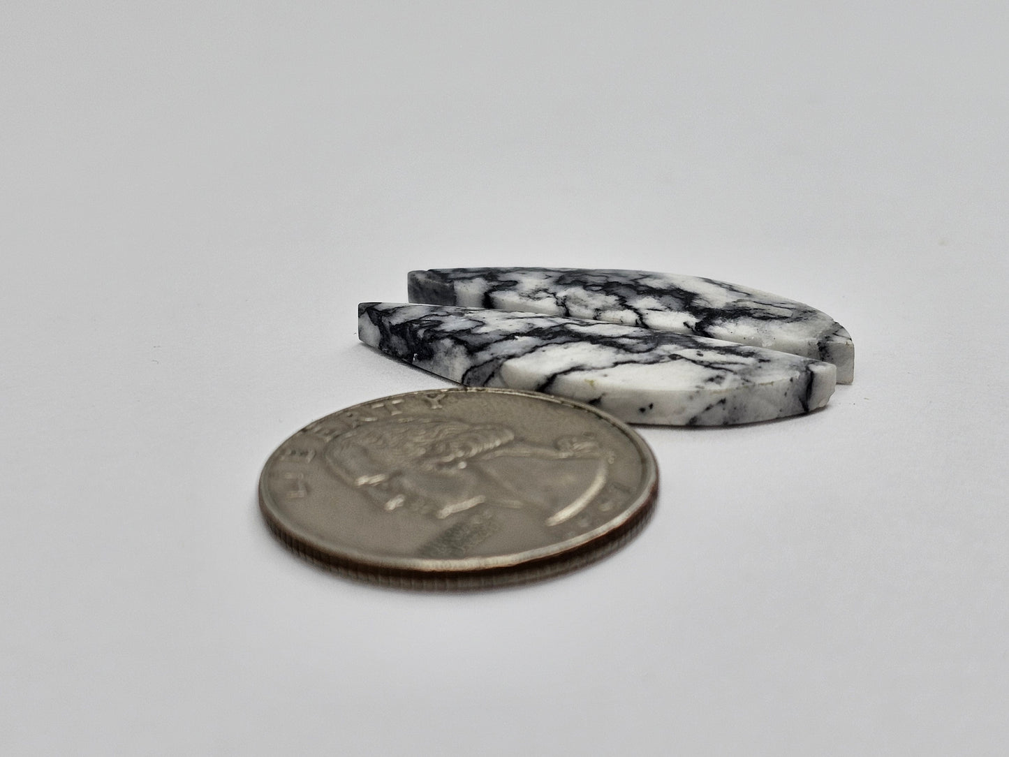 Snow Agate Cabochon Pair