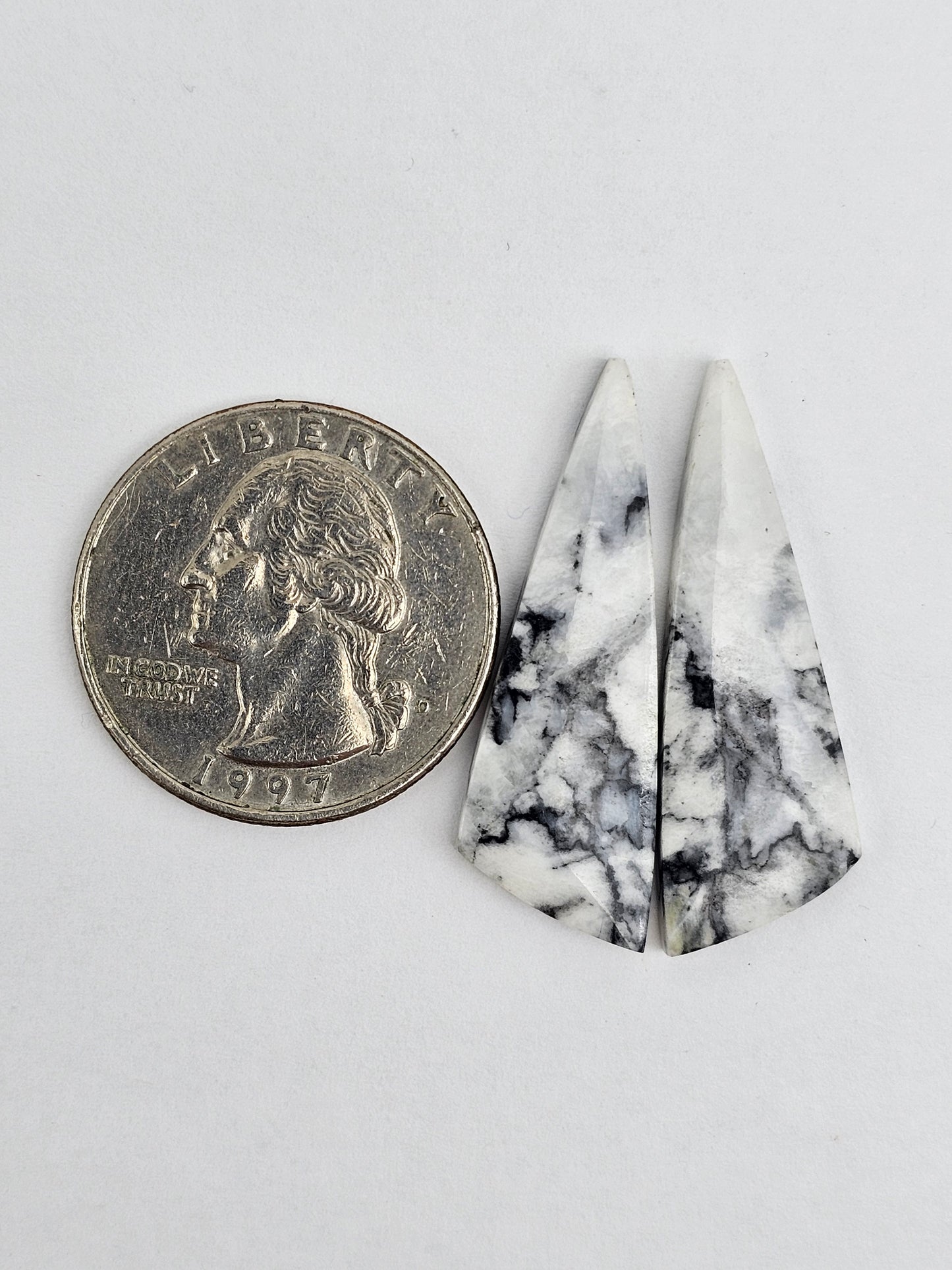 Snow Agate Cabochon Pair