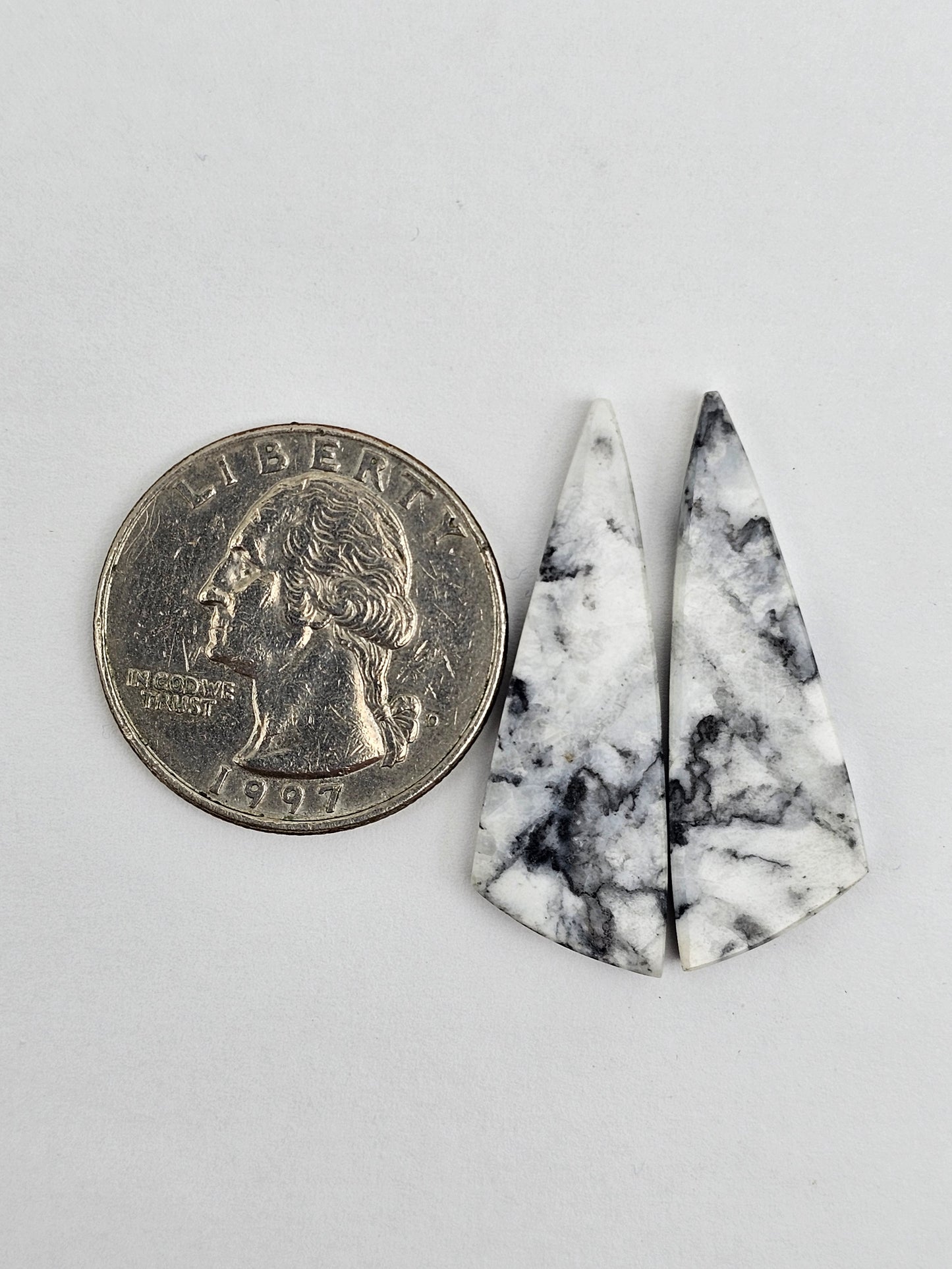 Snow Agate Cabochon Pair