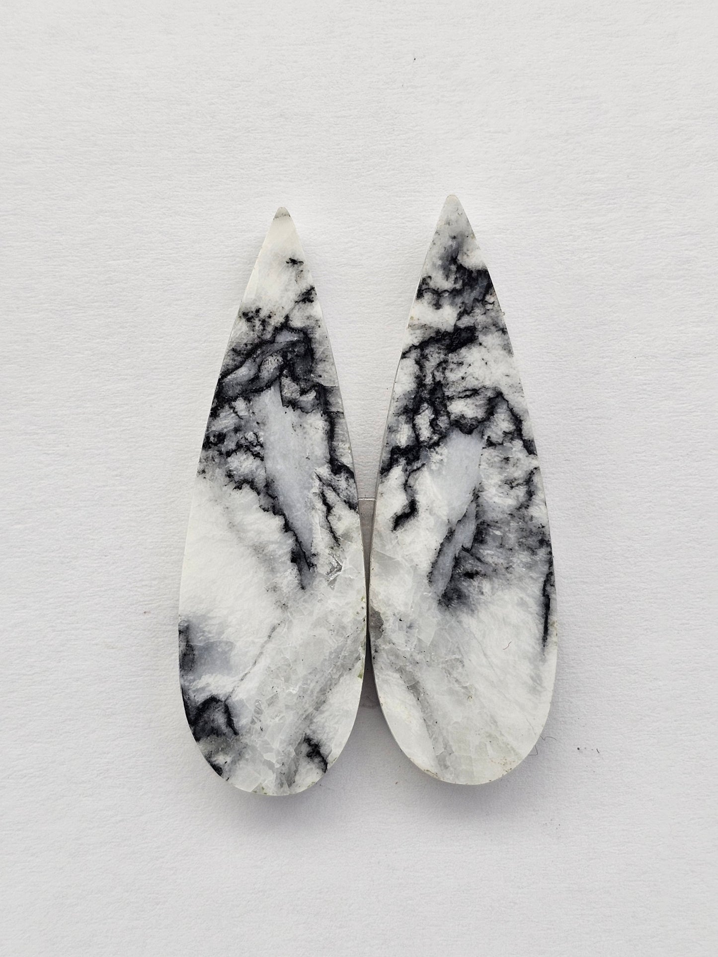 Snow Agate Cabochon Pair