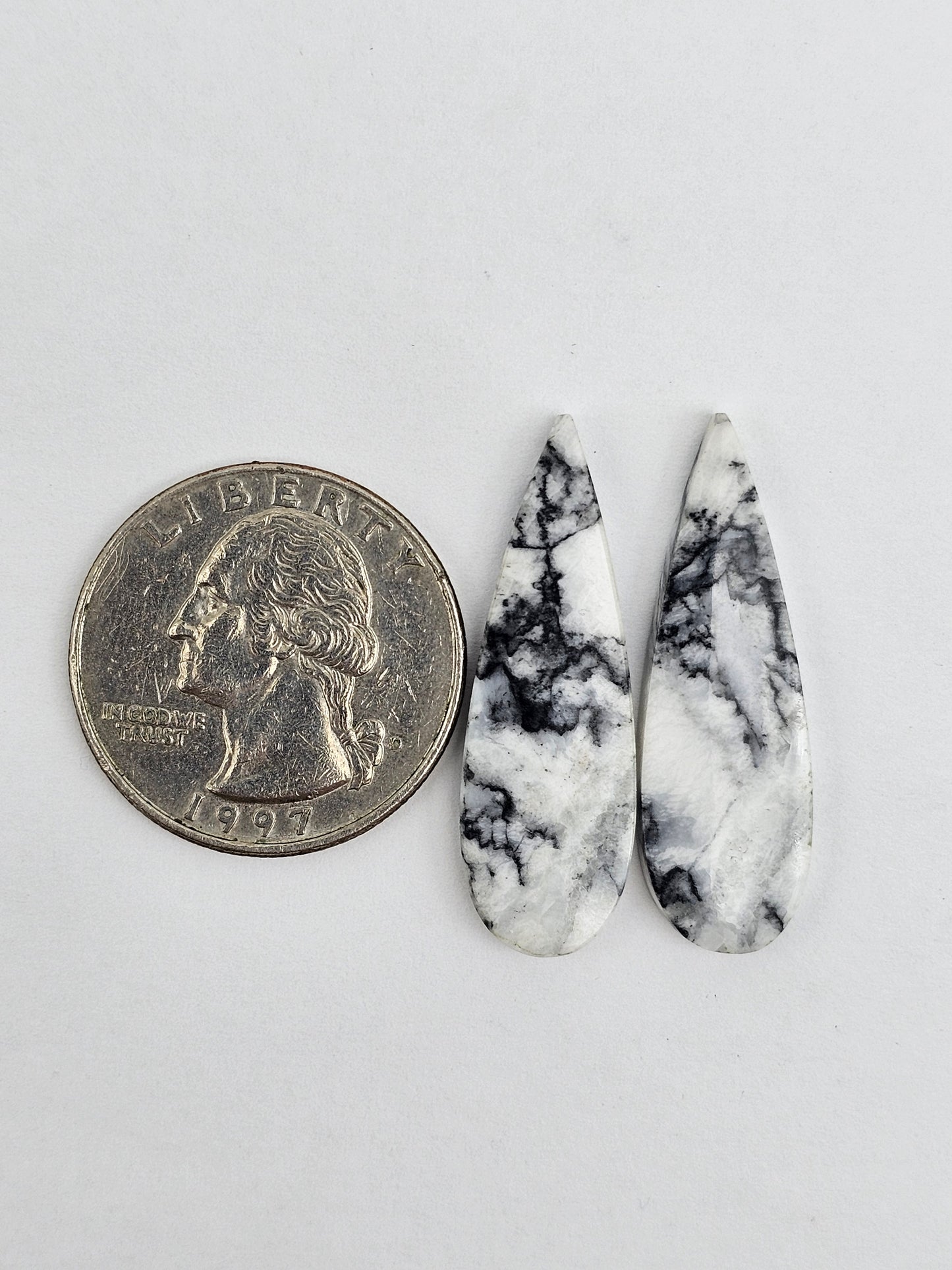 Snow Agate Cabochon Pair