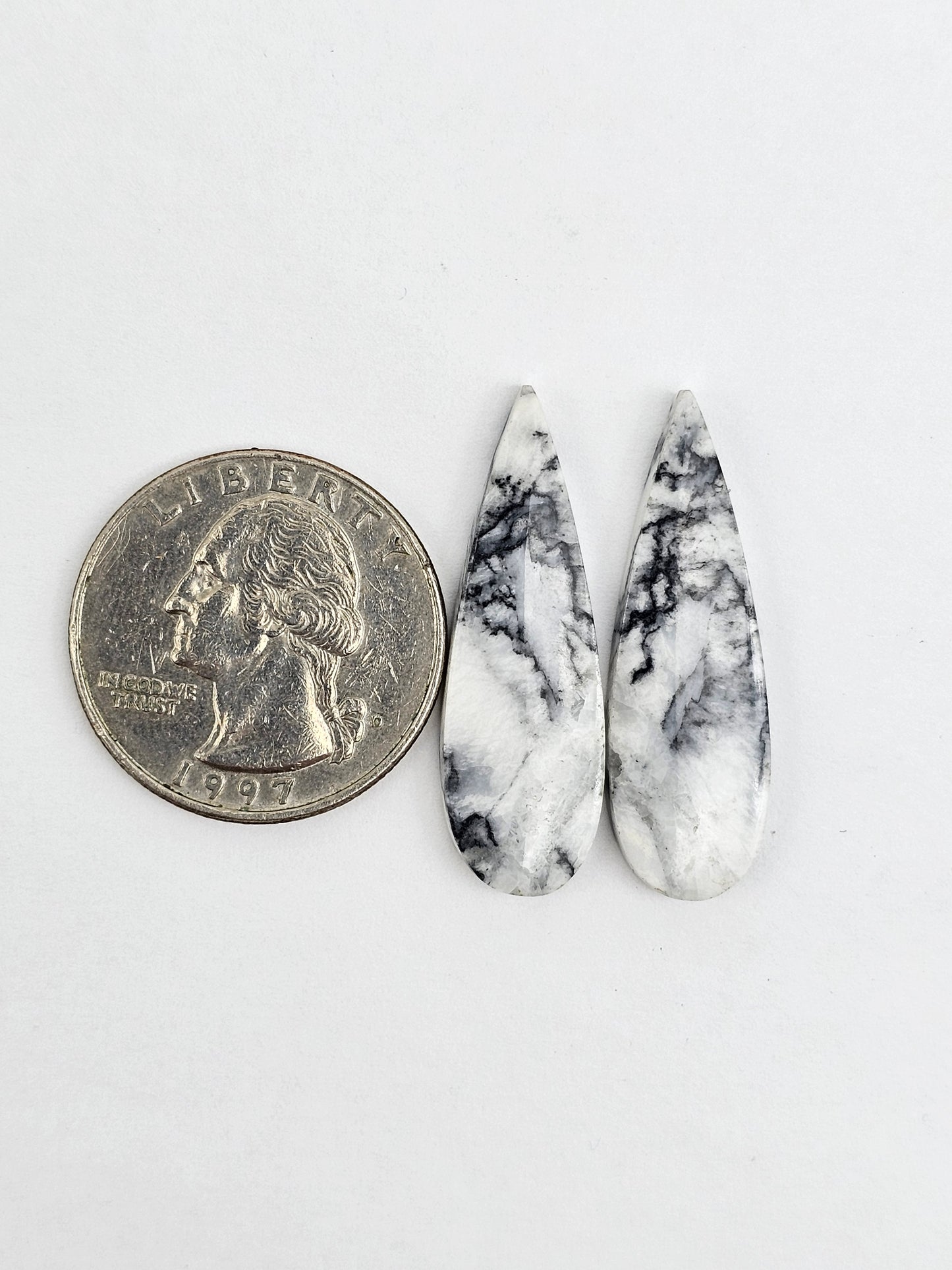 Snow Agate Cabochon Pair